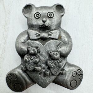 Torino Pewter Teddy Bear Brooch With Matching Earrings